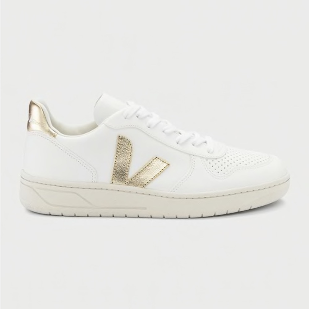 Veja V-10 Bicolor Metallic Low-Top Sneakers